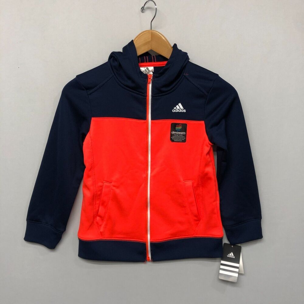 NWT Adidas Kids Youth Full Zip Hooded Jacket Size 7 Polyester B313 -14